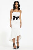 White Mermaid Strapless Party Dress With Bows