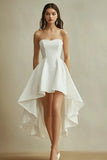 White A Line Asymmetrical Strapless Mini Dress