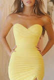 Mermaid Strapless Daffodil Prom Dress With Slit