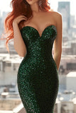 Glitter Green Strapless Mermaid Prom Dress
