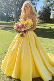 Strapless Daffodil A Line Long Prom Dress