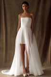 White Tulle Strapless Graduation Dress