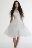 White A Line Midi Party Dress With Tulle