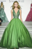 Sparkly Green A Line Long Prom Dress