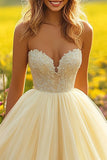 Daffodil Strapless A Line Appliqued Prom Dress
