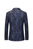 Dark Navy Jacquard Notched Lapel Men's Blazer