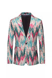Men's Colourful Printed Notched Lapel Prom Blazer