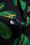Dark Green Leaf Printed Notched Lapel Men's Blazer