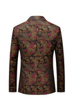 Brown Fitted Floral Notched Lapel Men's Blazer