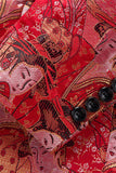 Red Floral One Button Fitted Notched Lapel Men's Blazer