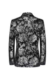 Black Golden Single Breasted Notched Lapel Printed Men's Prom Blazer