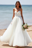 White Sweetheart A Line Long Wedding Dress