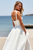 Spaghetti Straps White A Line Long Wedding Dress