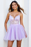 Lilac Corset Sequin A Line Homecoming Dress