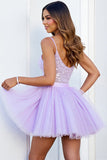 Lilac Corset Sequin A Line Homecoming Dress