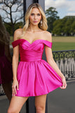 Off The Shoulder Fuchsia A Line Homecoming Dress