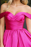 Off The Shoulder Fuchsia A Line Homecoming Dress