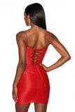 Orange Bodycon Spaghetti Straps Mini Homecoming Dress