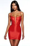 Orange Spaghetti Straps Bodycon Mini Homecoming Dress