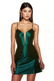 Dark Green Corset Satin Short Homecoming Dress