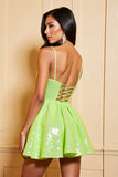 Sparkly Green Spaghetti Straps A Line Mini Homecoming Dress