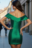 Off The Shoulder Dark Green Cut Out Bodycon Homecoming Dress