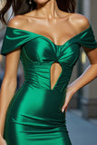 Off The Shoulder Dark Green Cut Out Bodycon Homecoming Dress