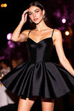 Corset A Line Satin Little Black Dress