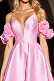 Pink Corset Cute Homecoming Dress with 3D Flowers