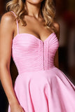 Pink A Line Ruched Cute Homecoming Dress