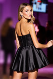 Strapless Corset Sequin Black Cocktail Dress