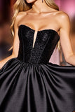 Strapless Corset Sequin Black Cocktail Dress