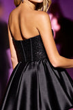 Strapless Corset Sequin Black Cocktail Dress