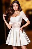 Corset White A Line Cocktail Dress