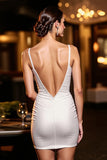 Ivory Spaghetti Straps Bodycon Homecoming Dress
