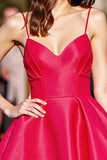 A Line Red Spaghetti Straps Mini Homecoming Dress