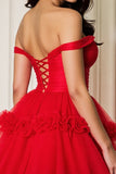 Off The Shoulder A Line Mini Red Homecoming Dress