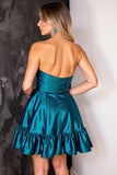 Sparkly Strapless A Line Dark Blue Homecoming Dress