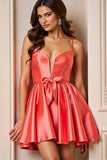 Orange Satin A Line Homecoming Dress