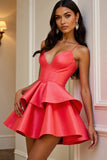 Orange A Line Spaghetti Straps Homecoming Dress
