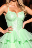 Green Corset A Line Homecoming Dress with Beading