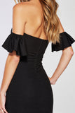 Black Bodycon Strapless Short Homecoming Dress with Sleeves