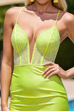 Sparkly Light Yellow Corset Beaded Satin Homecoming Dress