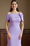 Lilac Mermaid Off The Shoulder Mother Of The Bride Dress With 3D Flowers