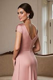 Dusty Rose Sheath Satin Ruched Midi Mother Of Bride Dress