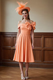 Sunset A Line Off The Shoulder Midi Mother Of The Bride Dress With Bow