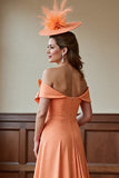 Sunset A Line Off The Shoulder Midi Mother Of The Bride Dress With Bow