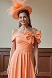 Sunset A Line Off The Shoulder Midi Mother Of The Bride Dress With Bow