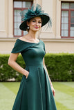 Off The Shoulder Pine A Line Mother Of The Bride Dress With Pockets