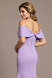Lilac Mermaid Off The Shoulder Mother Of The Bride Dress